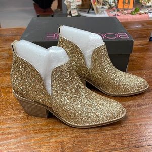 Corkys Gold Glitter Ankle Booties
